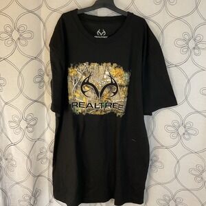 New men's real tree black/camo short sleeve T-shirt size XXL